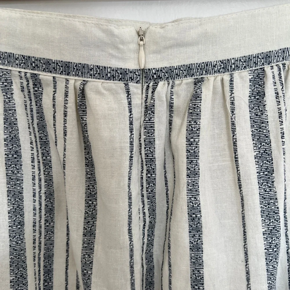 Womens Deane & White Skirt UK 16 A-Line Linen Stripe Cream Midi Length Pockets - Picture 7 of 11
